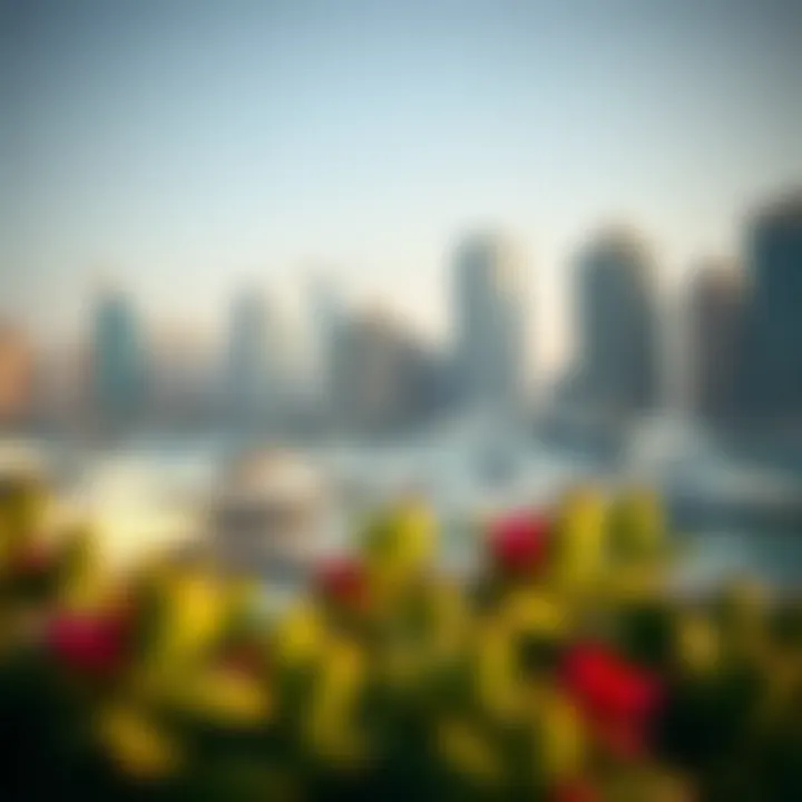 The vibrant atmosphere of the Dubai Marina with yachts