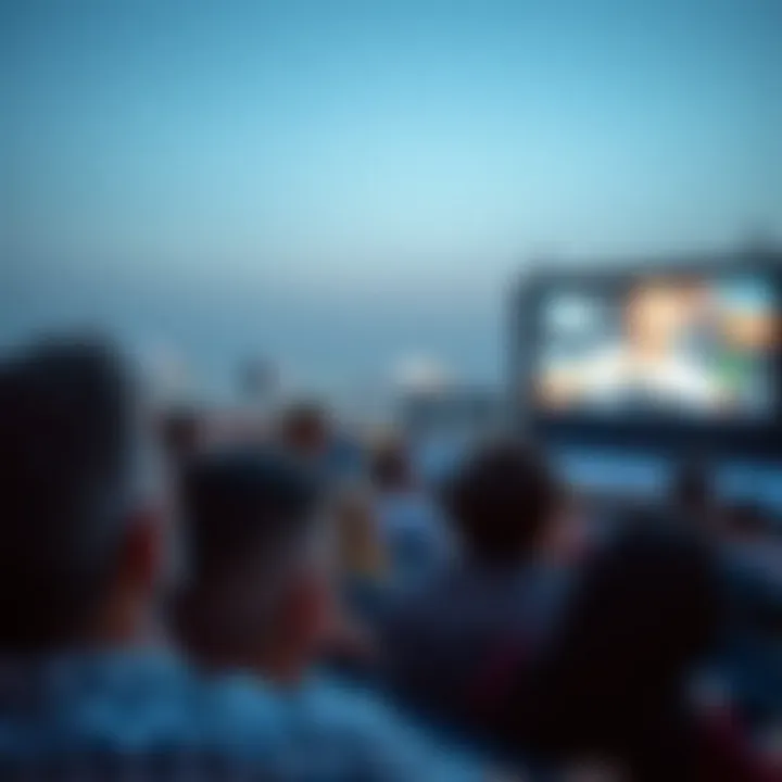 Audience enjoying a movie under the open sky