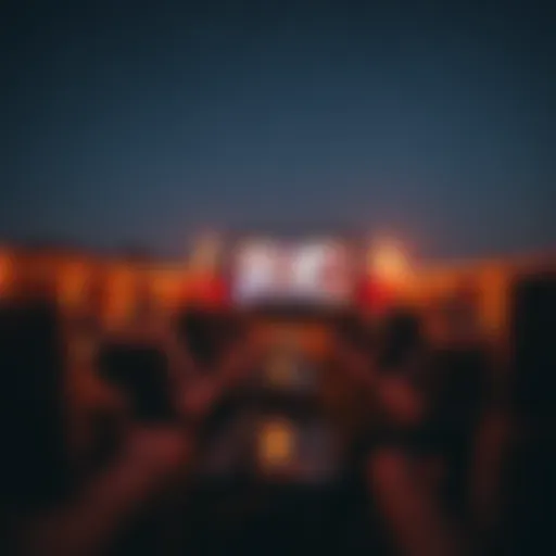 Starlit outdoor cinema setting with cozy seating arrangements