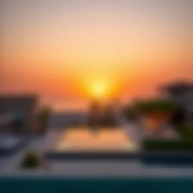 Stunning sunset view from a private beach villa in Dubai