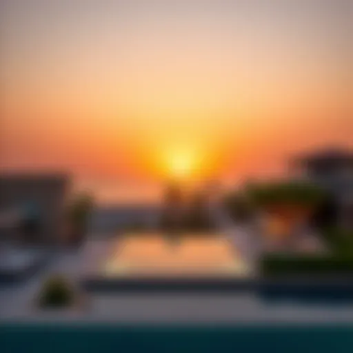 Stunning sunset view from a private beach villa in Dubai
