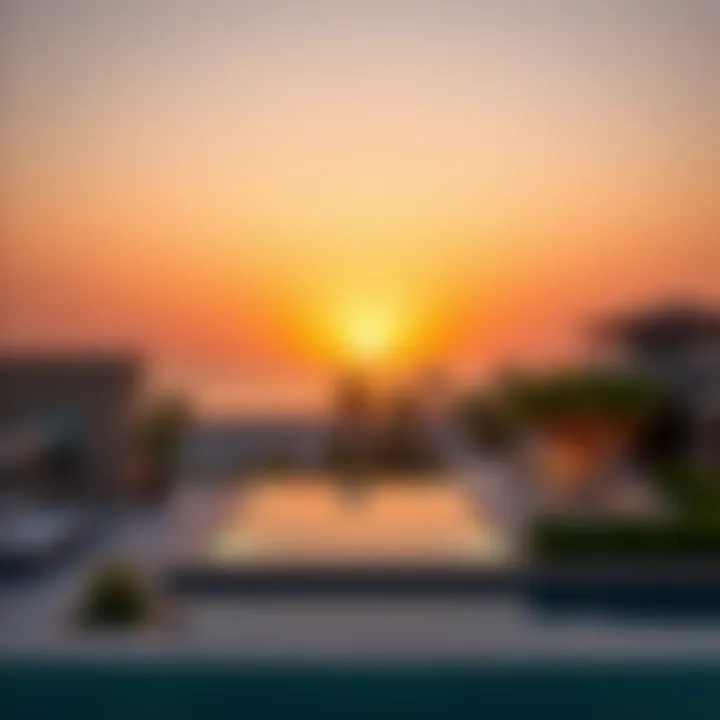 Stunning sunset view from a private beach villa in Dubai