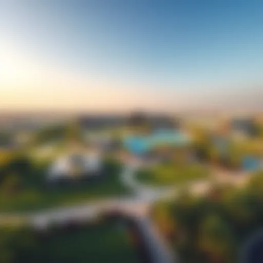 Aerial view of Wasl Green Park showcasing its lush greenery and recreational spaces