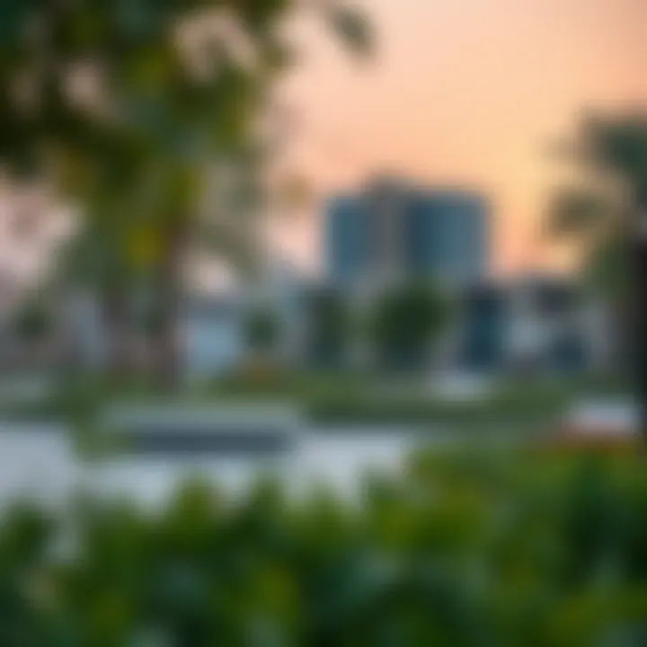 Community gathering area in Wasl Green Park featuring seating and greenery