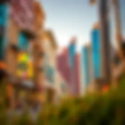 Vibrant streetscape of شارع الوصل showcasing modern architecture