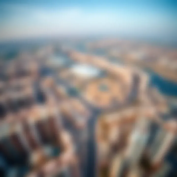 Aerial view of International City highlighting its layout