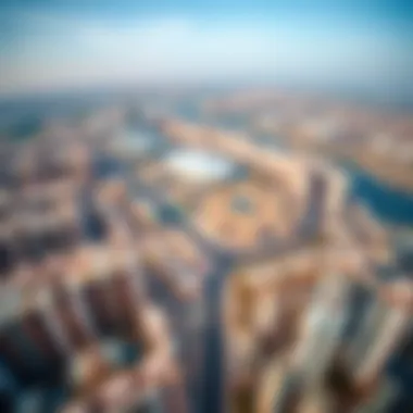 Aerial Perspective of International City Aerial view of International City highlighting its layout
