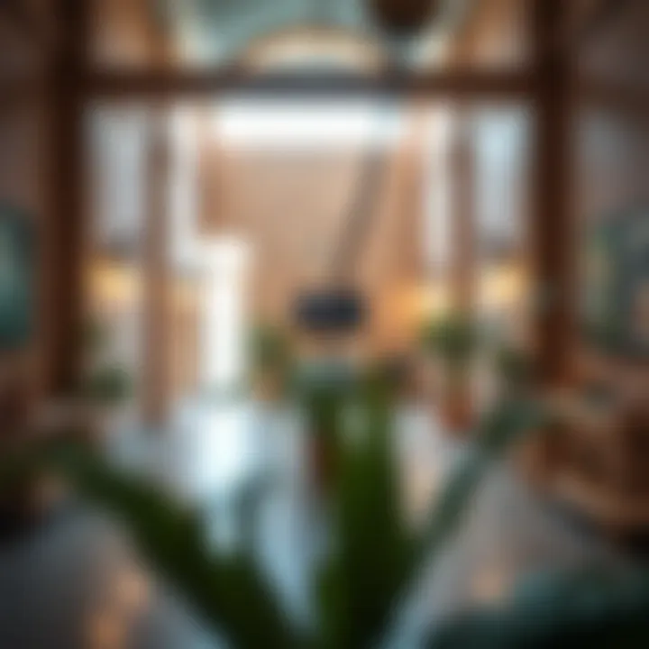 Interior shot of a cultural space within Al Quoz Camp, highlighting local art and community activities.