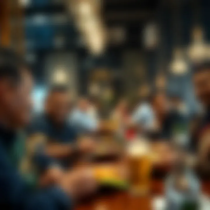 A group enjoying a meal at a Tamil restaurant, highlighting the dining experience