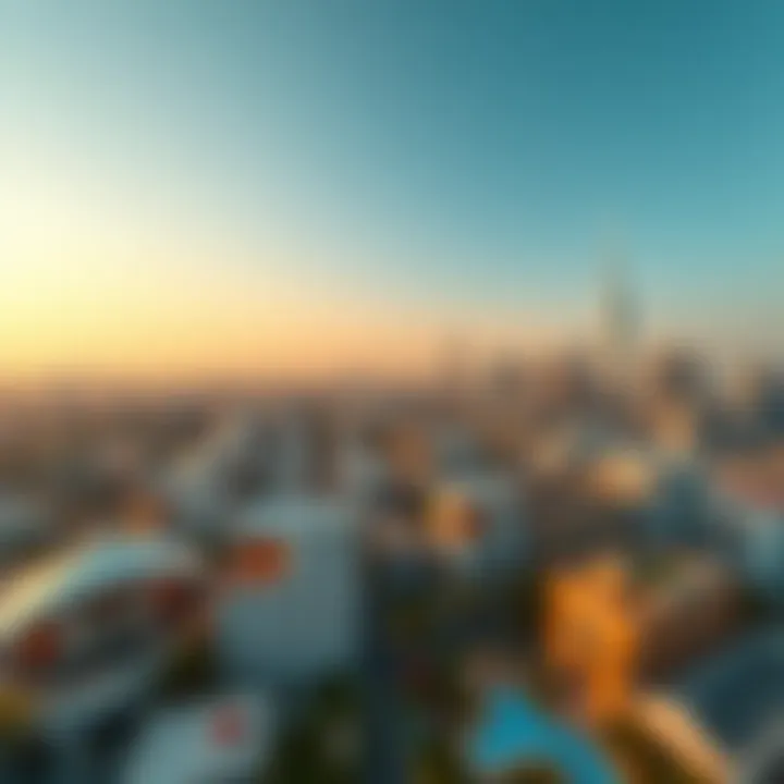 An aerial view of the vibrant skyline illustrating the architectural diversity of Dubai