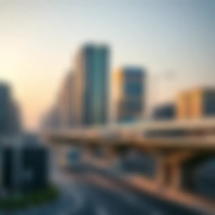 Business district near Dubai Airport Freezone Metro