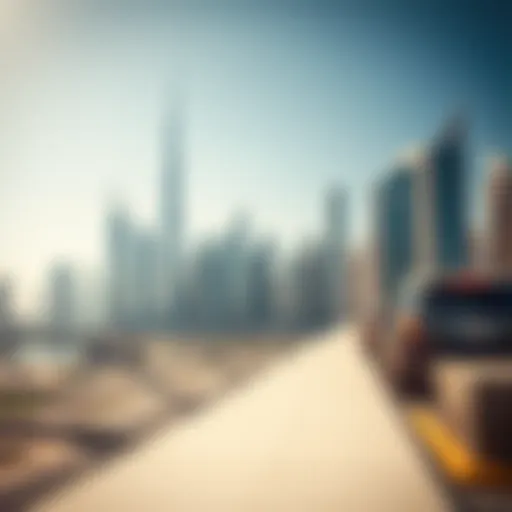 Skyline of Dubai with a focus on real estate developments