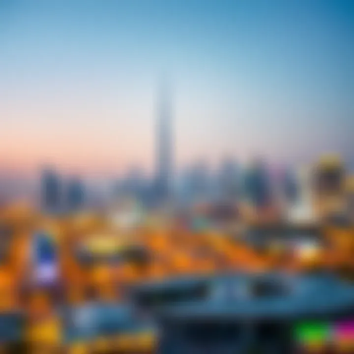A panoramic view of Dubai's skyline during an expo event