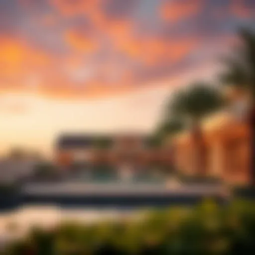 Luxurious exterior view of the Five Palm Club