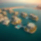 Aerial view of the Fronds at Palm Jumeirah showcasing luxury villas