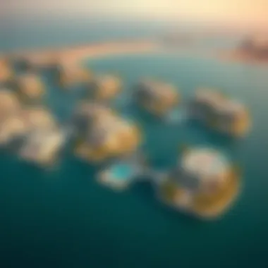 Aerial view of the Fronds at Palm Jumeirah showcasing luxury villas