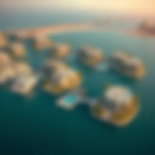Aerial view of the Fronds at Palm Jumeirah showcasing luxury villas
