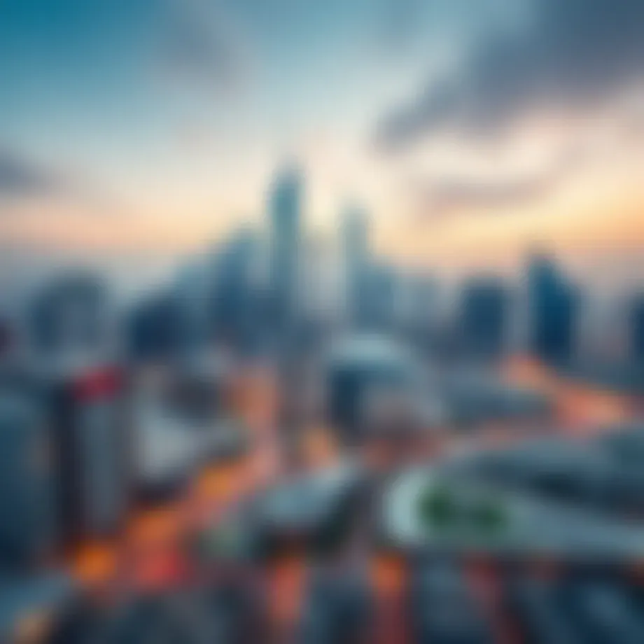 Stunning skyline view of DIFC with modern architecture