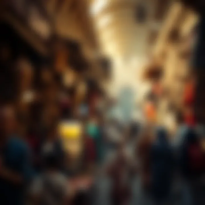 The lively atmosphere of vendors and customers in the Old Souk.