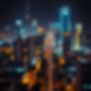 Illuminated Urban Infrastructure Nighttime cityscape highlighting advanced lighting technology and infrastructure