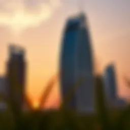 Stunning view of Wasl Tower at sunset highlighting its architectural elegance