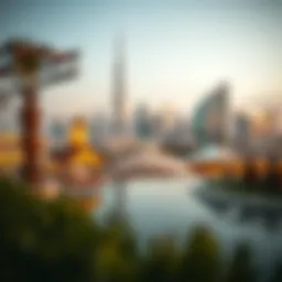 Overview of UAE skyline with cultural elements