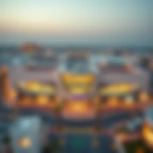 Aerial view of Umm Al-Quwain Mall showcasing its modern architecture