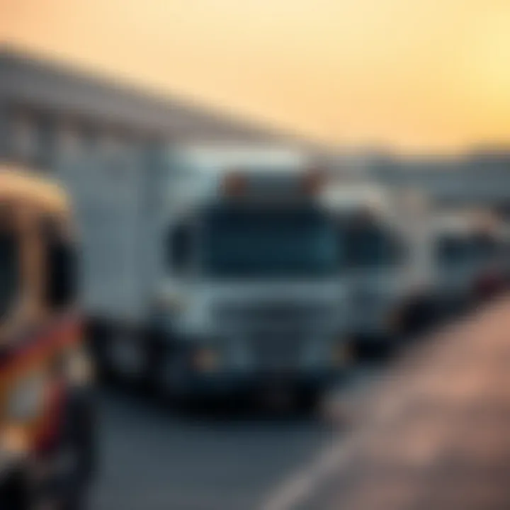 Transport vehicles ready for distribution from Al Qusais warehouse
