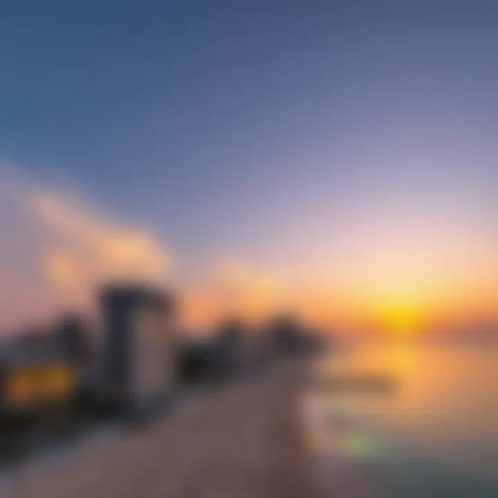 Panoramic sunset view over Yas Beach