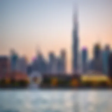 Dubai Skyline with Iconic Financial Towers Stunning skyline of Dubai featuring prominent financial towers