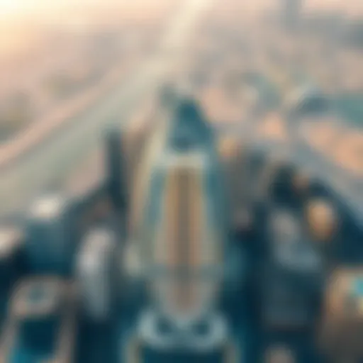 Futuristic skyline view featuring برج المستقبل