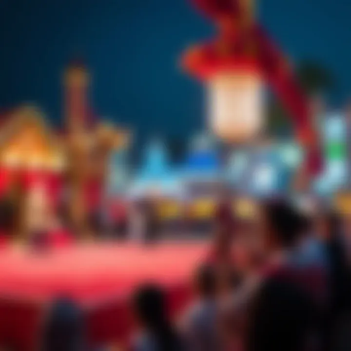 An artistic depiction of the cultural performances held at the Global Village