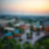 A panoramic view of the Global Village showcasing its diverse pavilions