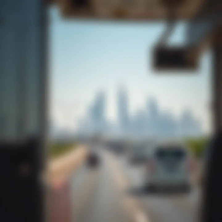 International City skyline viewed from public transport
