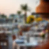 Luxurious outdoor dining setting at a beachfront restaurant