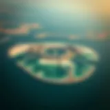 Aerial view of Jumeirah Bay Island showcasing its unique shape
