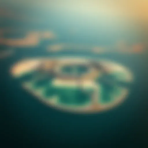 Aerial view of Jumeirah Bay Island showcasing its unique shape