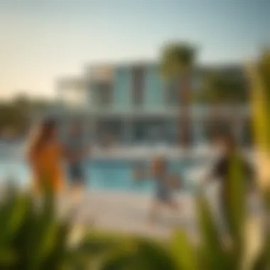 Leisure and Recreation on Jumeirah Bay Island Recreational facilities on Jumeirah Bay Island with families enjoying