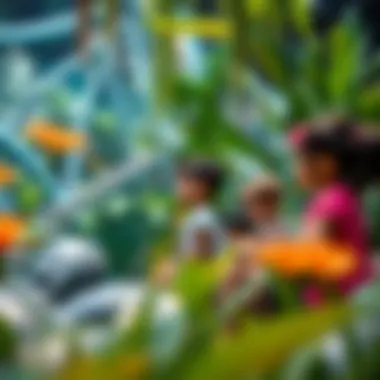 Interactive Experiences for Families Children enjoying interactive exhibits surrounded by vibrant flora