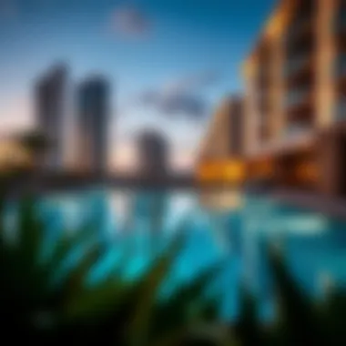 Luxurious amenities available at Marina Shores including pool and gym