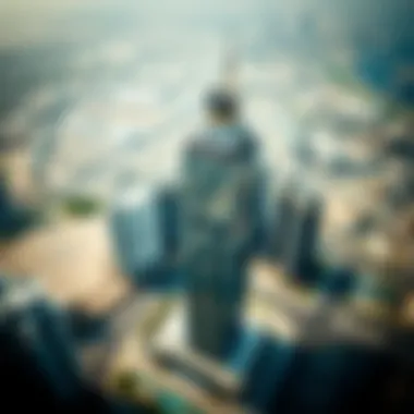 Aerial Perspective of Millennium Tower Aerial view of Millennium Tower in Business Bay