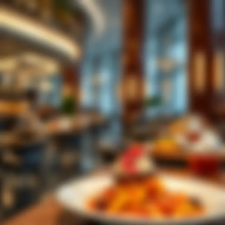 Gourmet dining options available in the business lounge