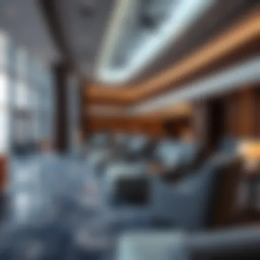 Luxurious seating area in Dubai airport business lounge