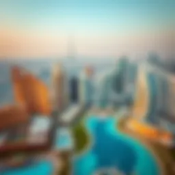 Aerial view of Dubai skyline showcasing luxury hotels
