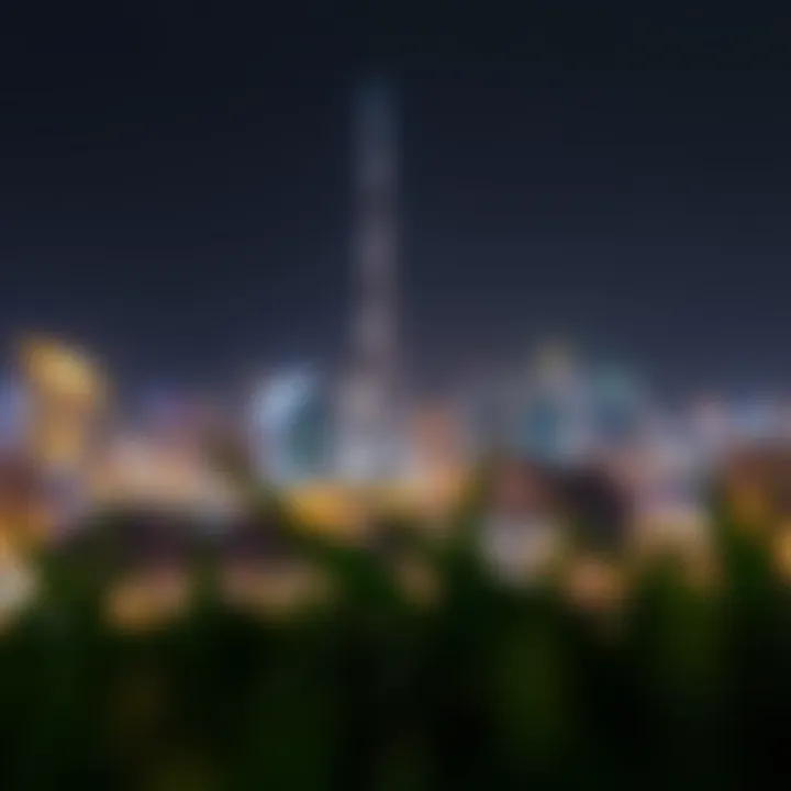 Nighttime skyline of Dubai featuring One Za'abeel illuminated