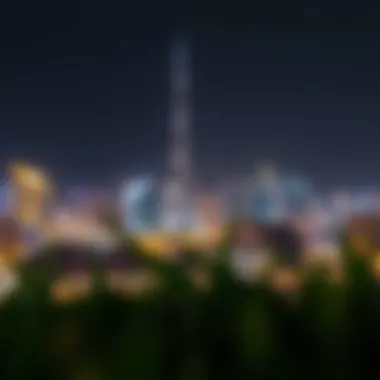 One Za'abeel Illuminating Dubai's Night Skyline Nighttime skyline of Dubai featuring One Za'abeel illuminated
