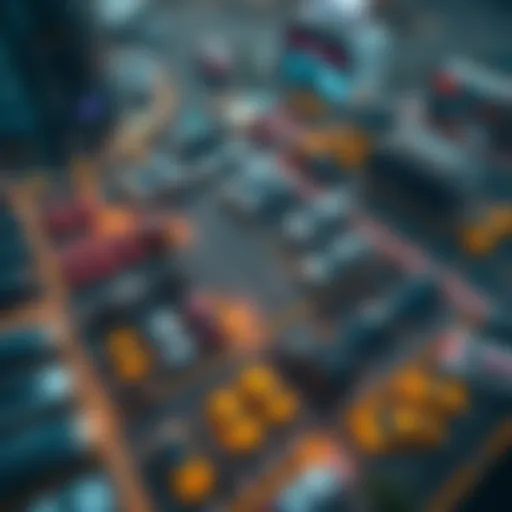 Aerial view of Burj Khalifa parking lot
