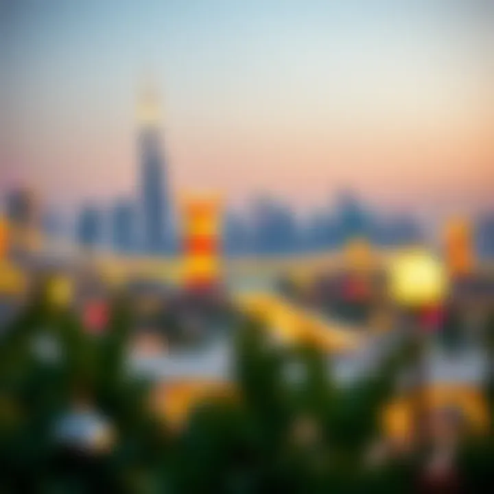 Dubai skyline with festive decorations