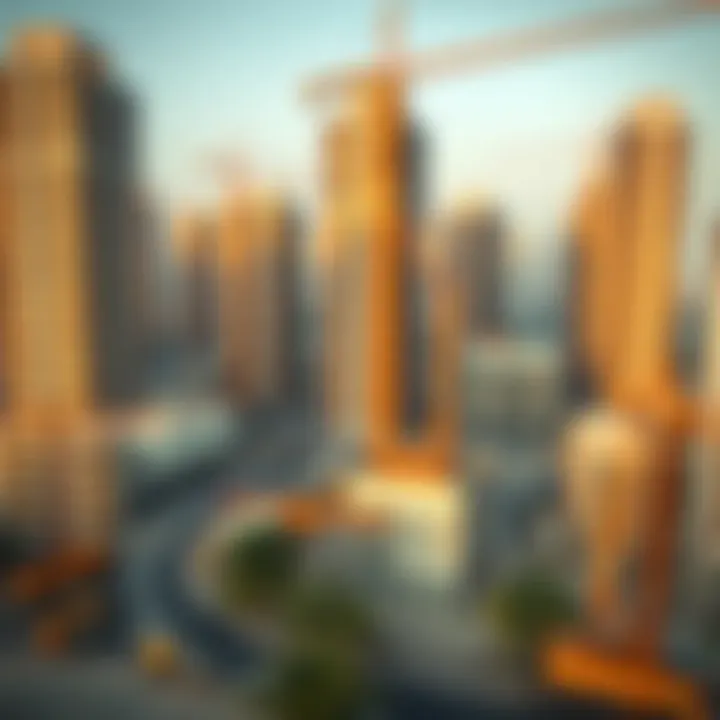 An illustration of a bustling construction site representing urban development