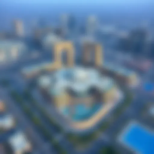 Aerial view of Safa One showcasing its unique architectural design amidst Dubai's skyline